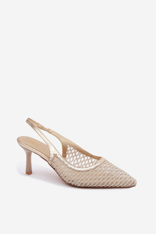 Sandales en maille à talons fins dorés Tai turingoria