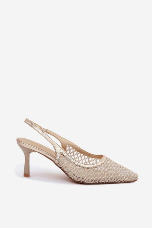 Sandales en maille à talons fins dorés Tai turingoria