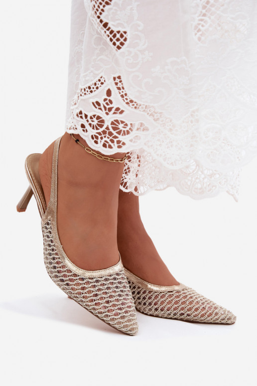 Sandales en maille à talons fins dorés Tai turingoria