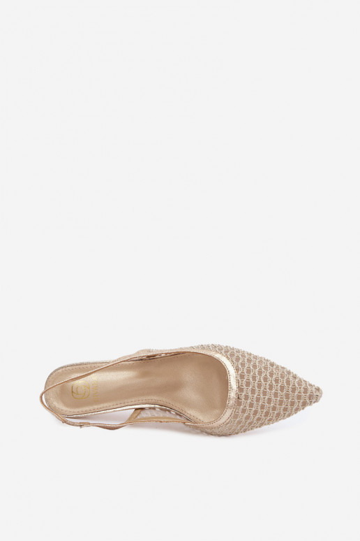 Sandales en maille à talons fins dorés Tai turingoria