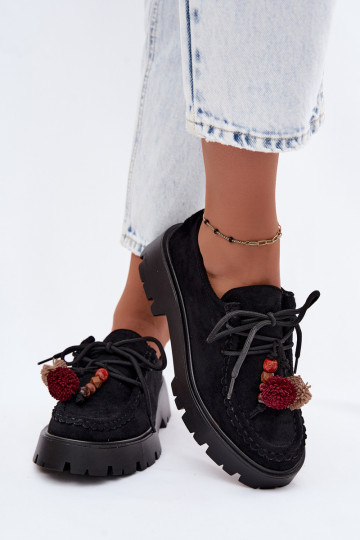 Chaussures avec de beaux détails en daim synthétique noir Melonia 2