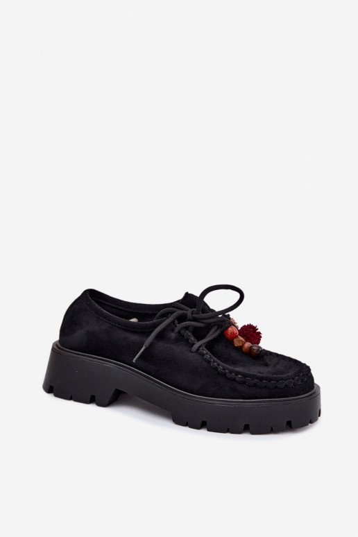Chaussures avec de beaux détails en daim synthétique noir Melonia