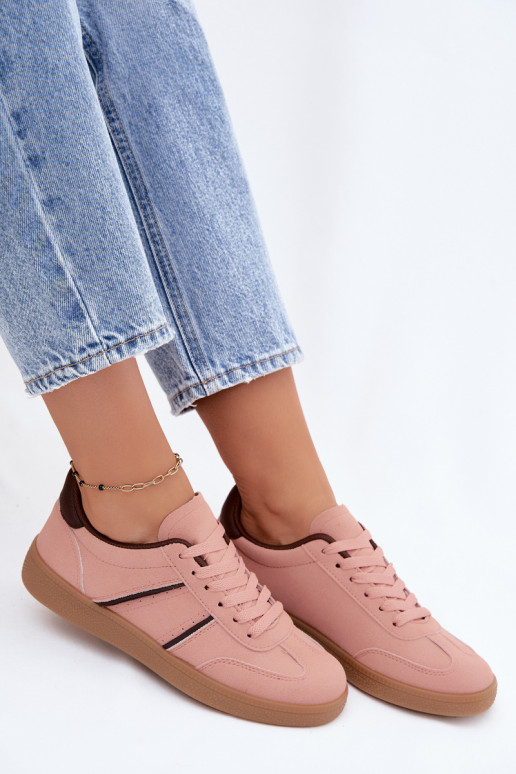 Baskets en cuir synthétique rose Corelle