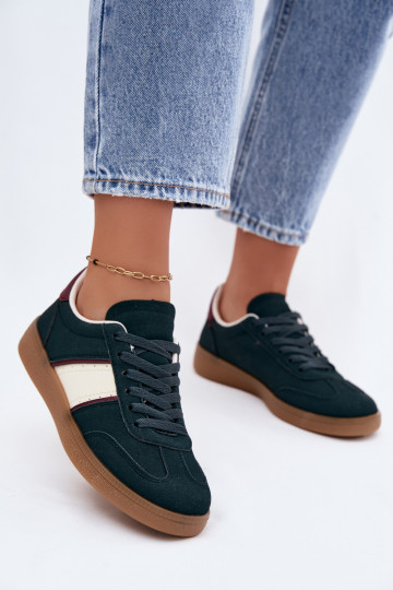 Baskets femmes en simili cuir vert bouteille Corelle