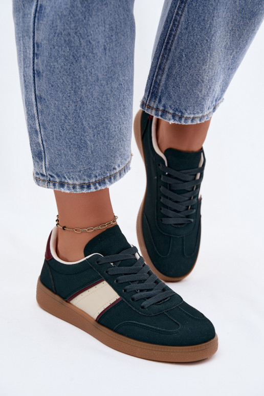 Baskets femmes en simili cuir vert bouteille Corelle