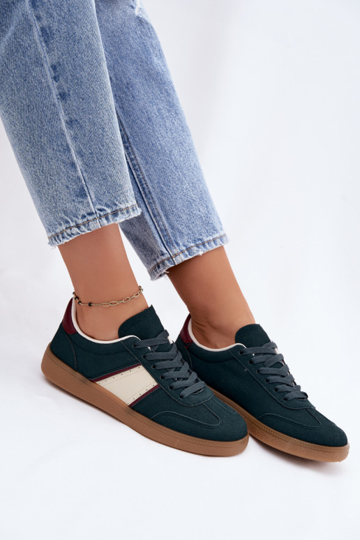 Baskets femmes en simili cuir vert bouteille Corelle