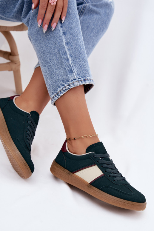 Baskets femmes en simili cuir vert bouteille Corelle