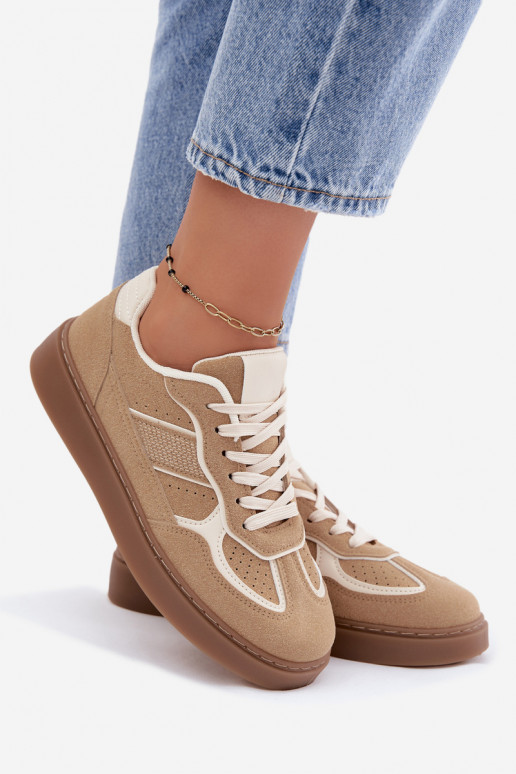 Baskets basses femmes en couleur sable Brenelle