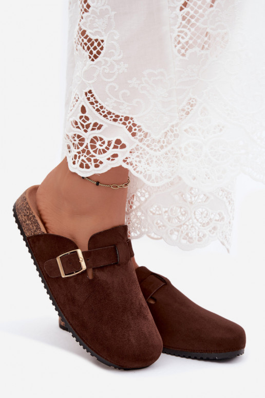 Sabots femmes avec plateforme et boucles en couleur chocolat Selio
