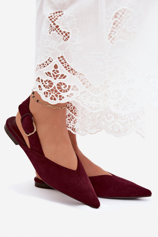 Ballerines femmes avec boucles en couleur bordeaux Tanelia