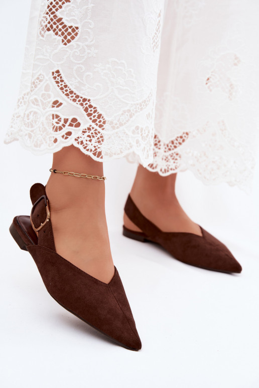 Ballerines femmes avec boucles en couleur marron foncé Tanelia