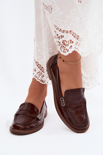 Mocassins femmes en cuir verni couleur chocolat Roslyn 2