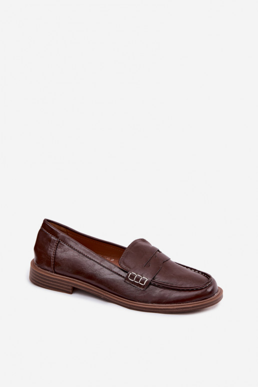 Mocassins femmes en cuir verni couleur chocolat Roslyn