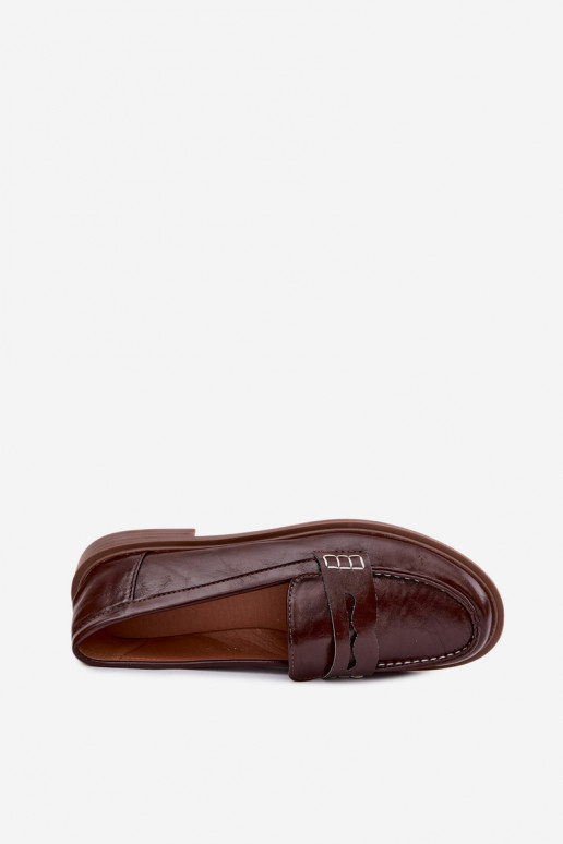 Mocassins femmes en cuir verni couleur chocolat Roslyn