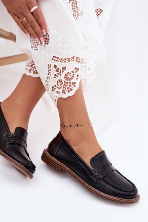 Mocassins femmes en cuir synthétique noir Roslyn