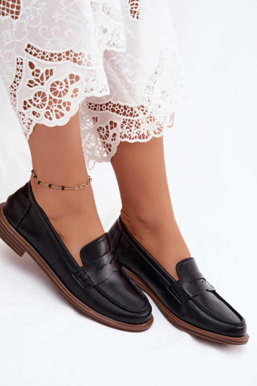 Mocassins femmes en cuir synthétique noir Roslyn
