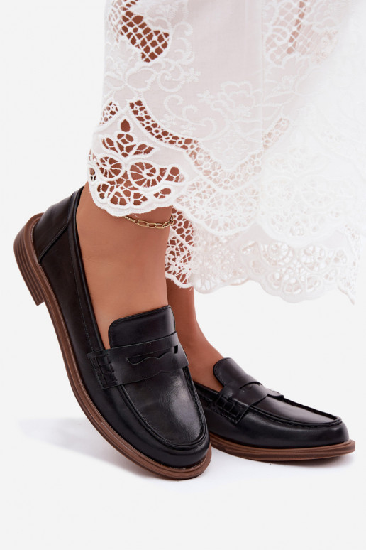 Mocassins femmes en cuir synthétique noir Roslyn