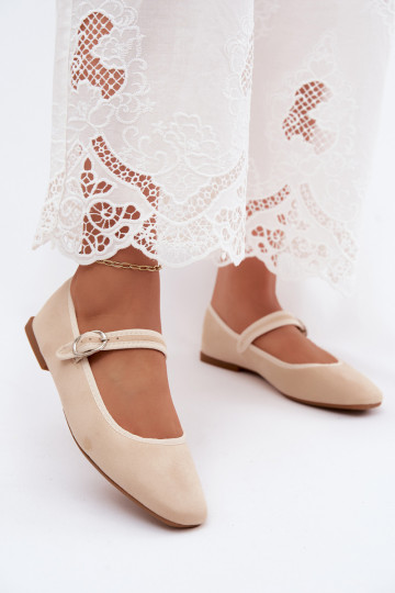 Ballerines femmes avec brides en couleur sable en daim synthétique Birchia 2