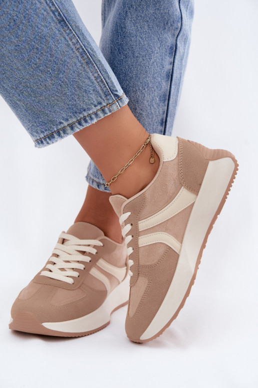 Baskets femmes avec plateforme en couleur sable Laurelia