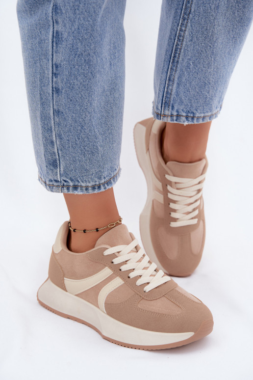 Baskets femmes avec plateforme en couleur sable Laurelia