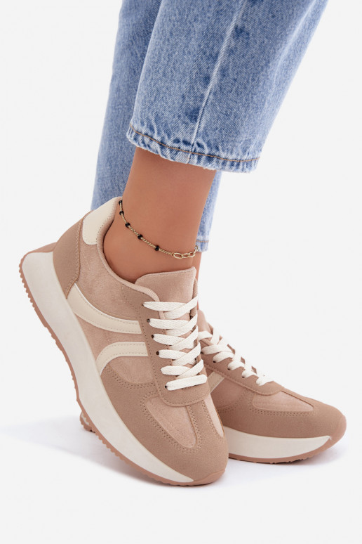 Baskets femmes avec plateforme en couleur sable Laurelia