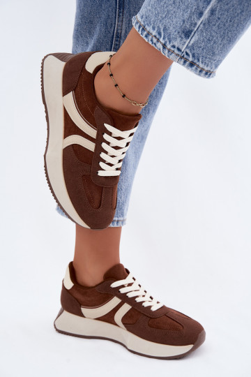 Baskets femmes avec plateforme en couleur marron Laurelia