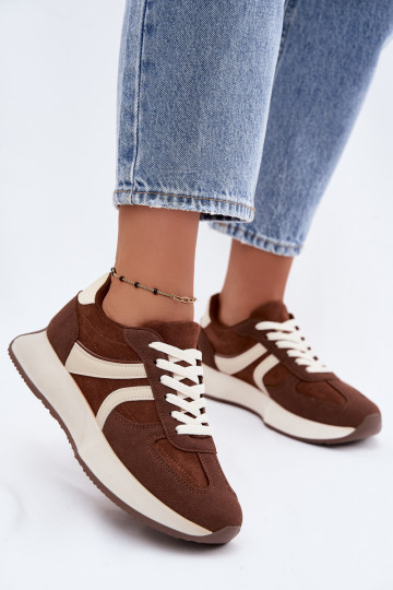 Baskets femmes avec plateforme en couleur marron Laurelia 2