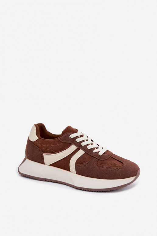 Baskets femmes avec plateforme en couleur marron Laurelia