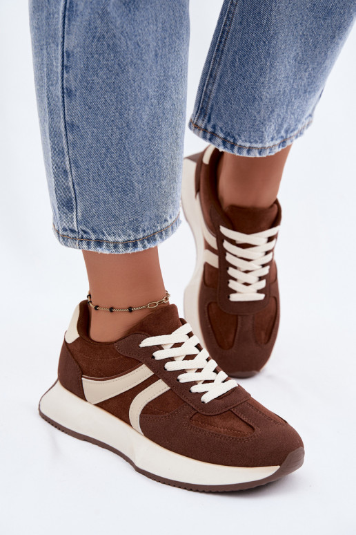 Baskets femmes avec plateforme en couleur marron Laurelia