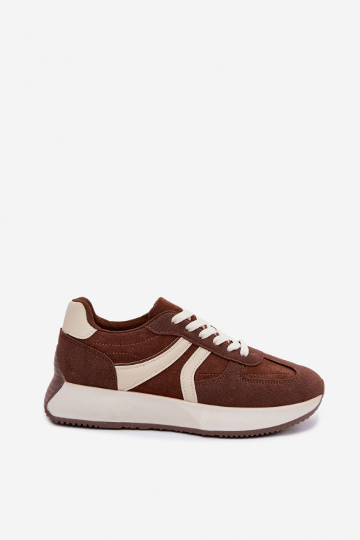 Baskets femmes avec plateforme en couleur marron Laurelia
