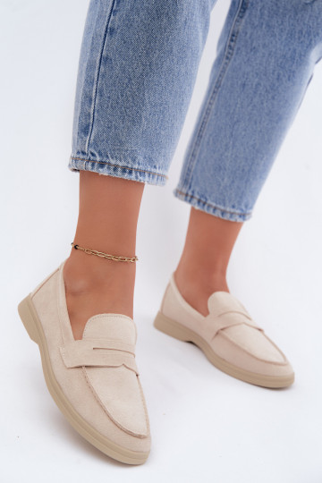 Mocassins en faux daim beiges pour femmes Renelia
