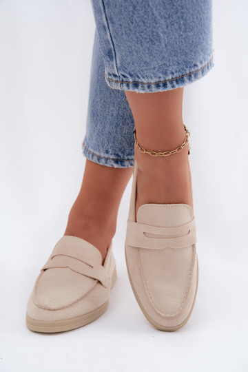 Mocassins en faux daim beiges pour femmes Renelia 2
