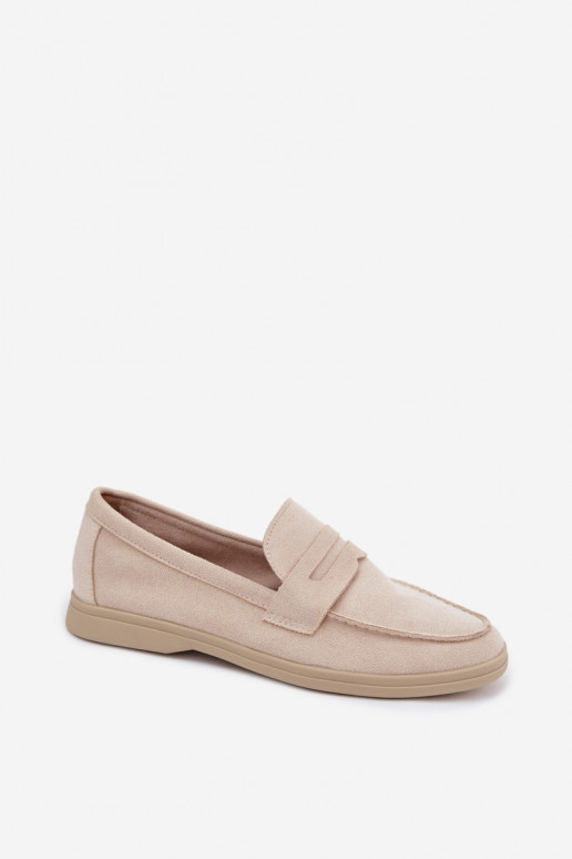 Mocassins en faux daim beiges pour femmes Renelia