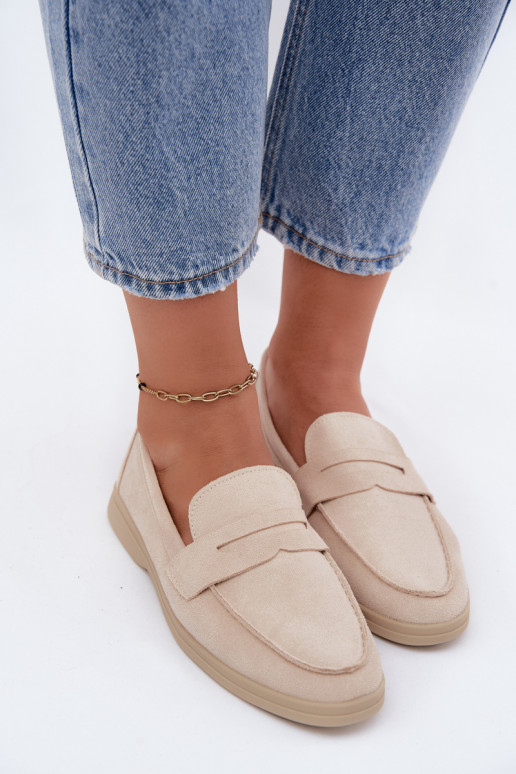 Mocassins en faux daim beiges pour femmes Renelia