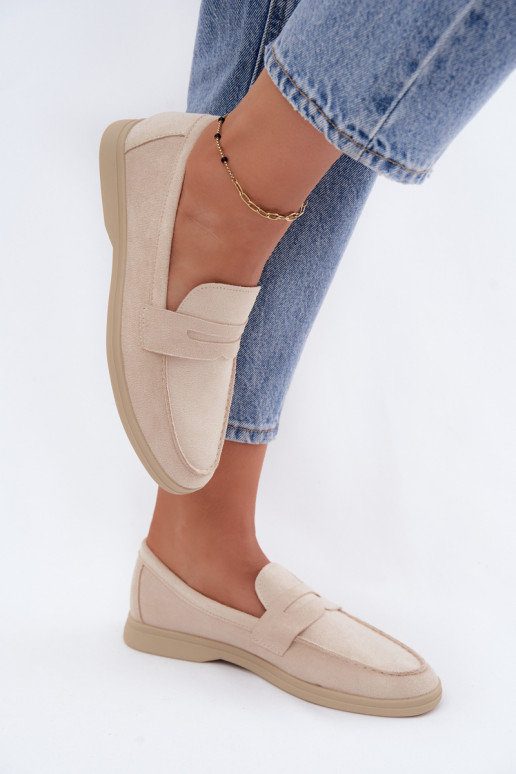 Mocassins en faux daim beiges pour femmes Renelia
