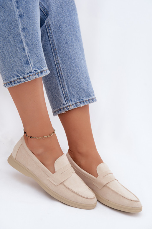 Mocassins en faux daim beiges pour femmes Renelia