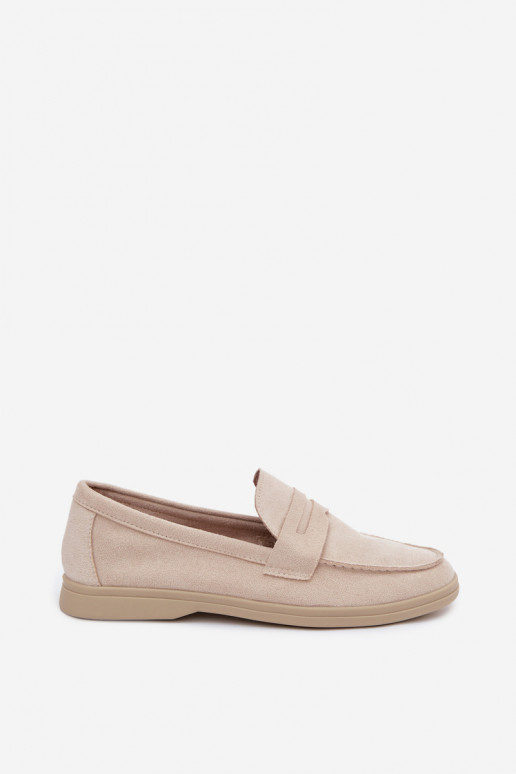 Mocassins en faux daim beiges pour femmes Renelia