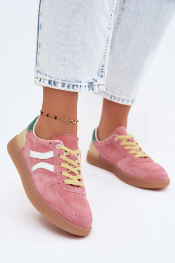Baskets à plateforme en daim roses Coressa