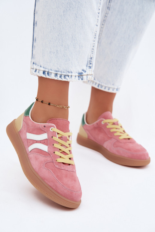 Baskets à plateforme en daim roses Coressa