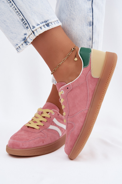 Baskets à plateforme en daim roses Coressa