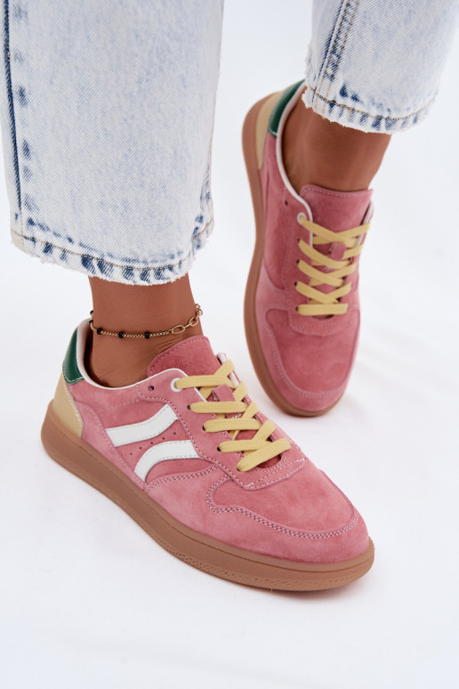Baskets à plateforme en daim roses Coressa