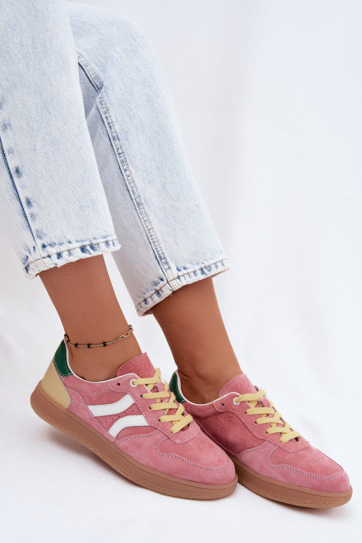 Baskets à plateforme en daim roses Coressa