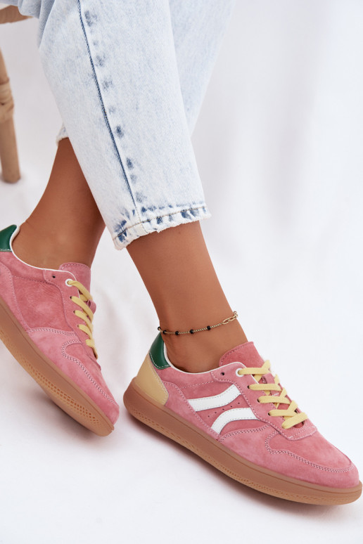 Baskets à plateforme en daim roses Coressa