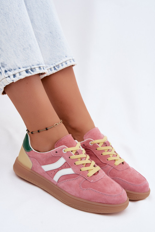 Baskets à plateforme en daim roses Coressa