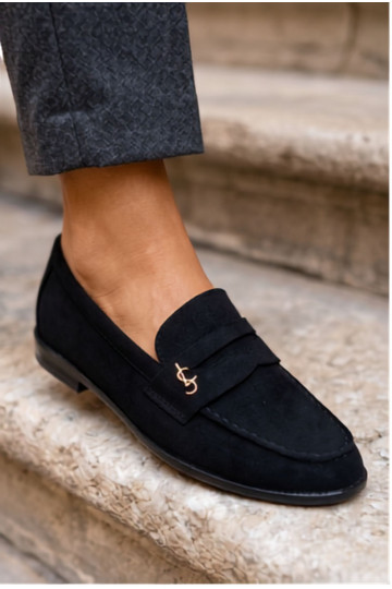 Mocassins pour femmes en daim synthétique noirs Prestelle