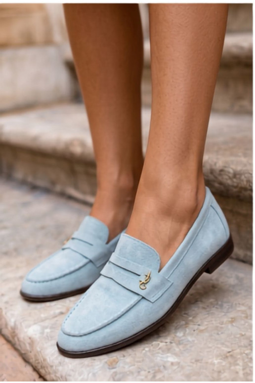 Mocassins pour femmes en daim synthétique bleus Prestelle