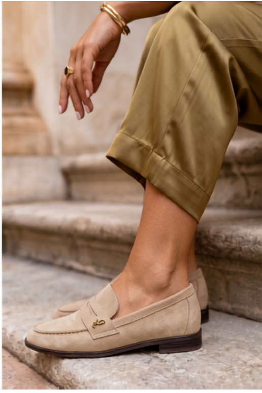 Mocassins pour femmes en daim synthétique sable Prestelle