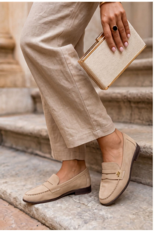 Mocassins pour femmes en daim synthétique sable Prestelle