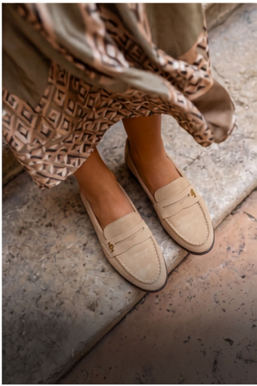 Mocassins pour femmes en daim synthétique sable Prestelle