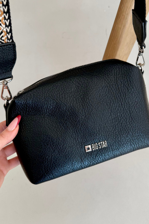 Petit sac noir avec poignées décorées Big Star OO574091